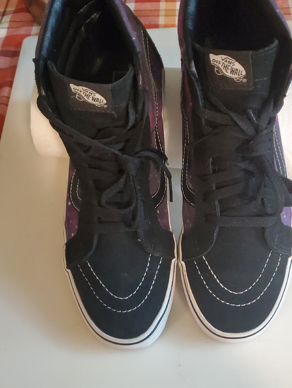 Vans High-Top Sneakers in Black with Purple Galaxy Panels